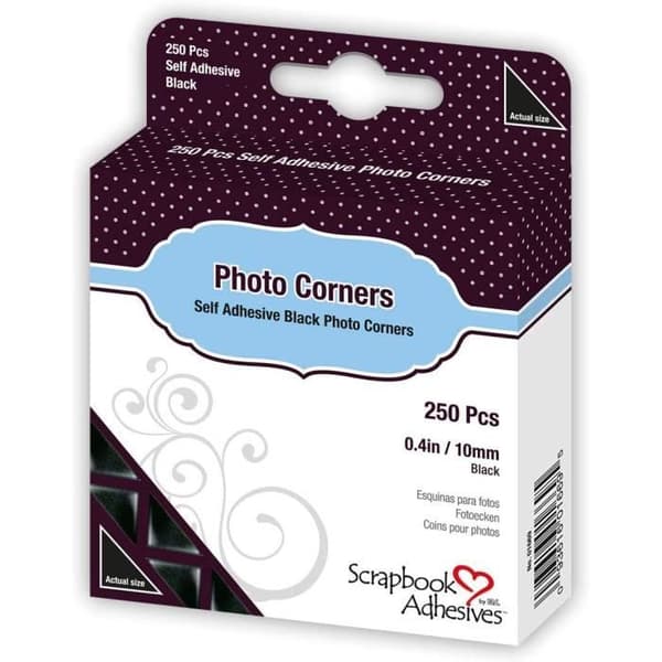 SCRAPBOOK LIM BY 3L Black Cardstock Photo Corners 3 Pack - 01669