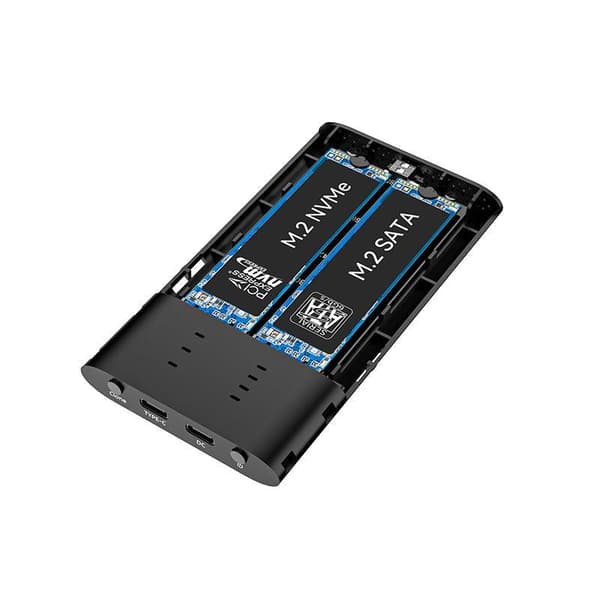 Maiwo Ekstern HDD-klonkabinett M.2 SATA og NVMe SSD USB3.2 10 Gbps 1:1 HDD-klon