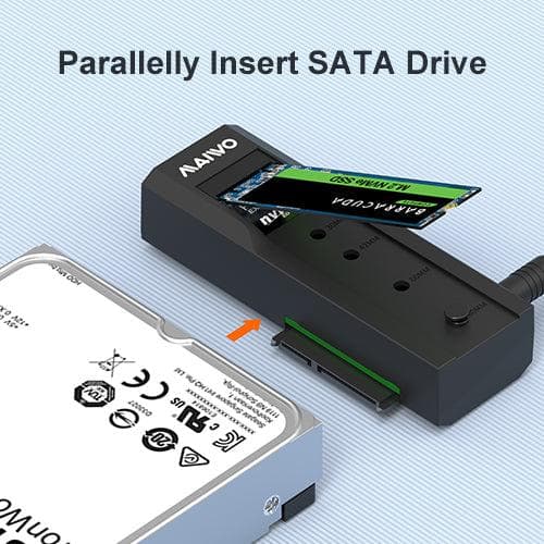 Maiwo Offline-kiintolevyn kloonaava NVMe M.2 SSD 2,5" ja 3,5" SATA HDD USB-C 3.2 10Gbps