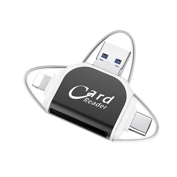 Moniporttinen 4-in-1-kortinlukija, USB C SD TF -muistikortinlukija