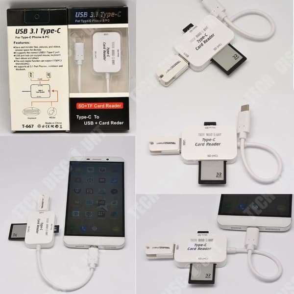 TD® 3 i 1 SD-kortläsare USB micro compact flash extern multifunktion 3 portar adapter konverterare minneskortläsare luft