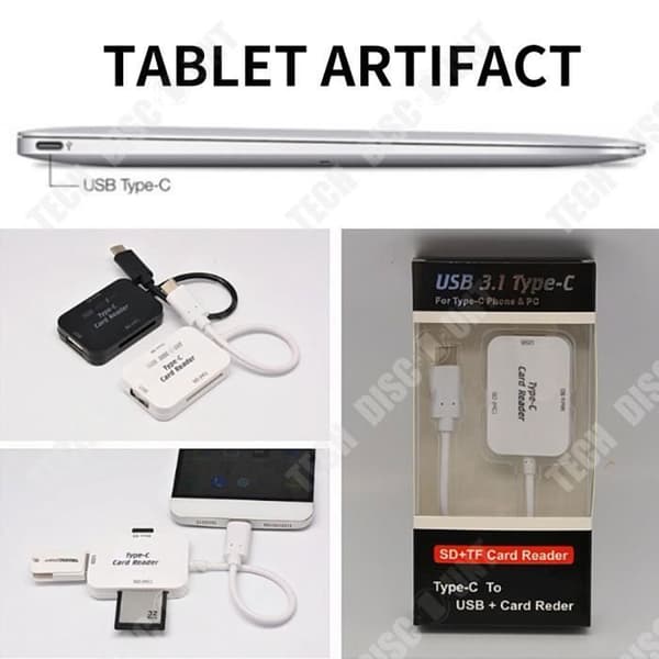 TD® 3 i 1 SD-kortläsare USB micro compact flash extern multifunktion 3 portar adapter konverterare minneskortläsare luft
