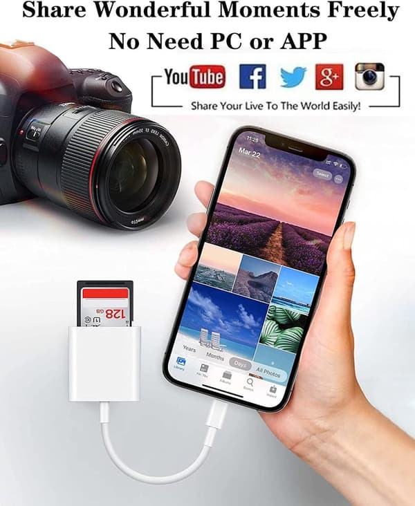 Lightning til SD/TF Kortlæser - 2-i-1 Hukommelseskort Adapter til iPhone / iPad
