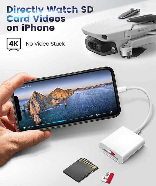 Lightning til SD/TF Kortlæser - 2-i-1 Hukommelseskort Adapter til iPhone / iPad