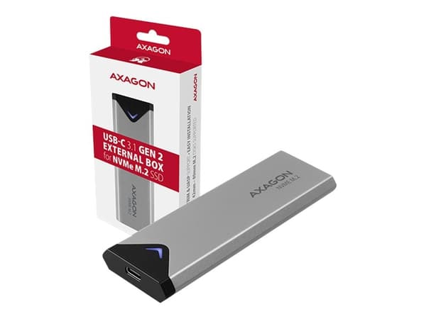 AXAGON M.2 NVMe SSD USB-C 3.1 Gen 2. 4 Svart, Grå