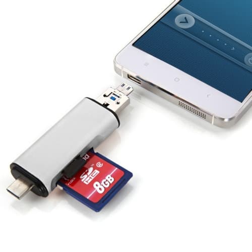 OTG Smartphone Kortlæser 3-i-1 Type-C & Micro USB & USB 2.0 3-Portes SD / MicroSD