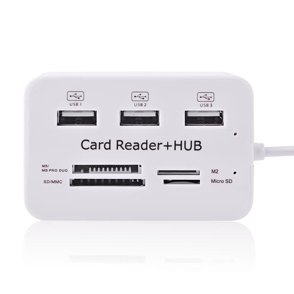 USB 2.0 Hukommelseskort læser + USB Hub (High Speed)
