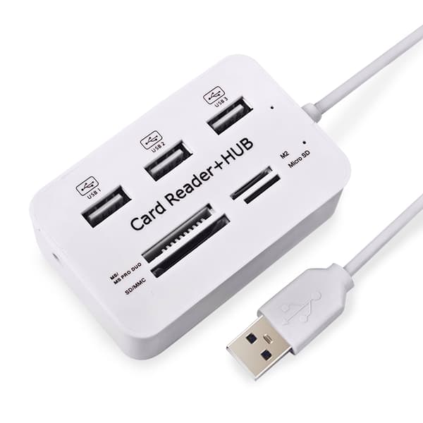 USB 2.0 Hukommelseskort læser + USB Hub (High Speed)