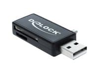 DeLOCK Micro USB OTG kortinlukija + USB A uros - Kortinlukija (MMC, SD, microSD, SDHC, microSDHC, SDXC, microSDXC) - USB - USB