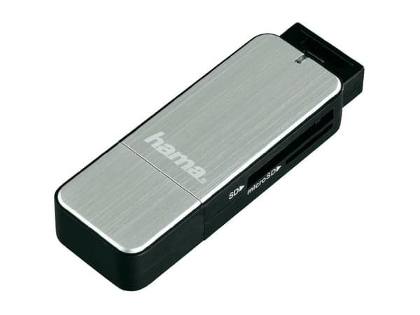 Hama 123900, MicroSD (TransFlash),MicroSDHC,MicroSDXC,MMC,SD,SDHC,SDXC, Sort, Sølv, USB 3.2 Gen 1 (3.1 Gen 1), 68,1 mm, 22,7 mm, 12 mm