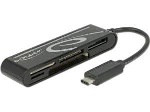 Delock USB 2.0 kortinlukija USB Type-C uros 5 korttipaikkaa - Kortinlukija - all-in-1 (Multi-Format) - USB-C