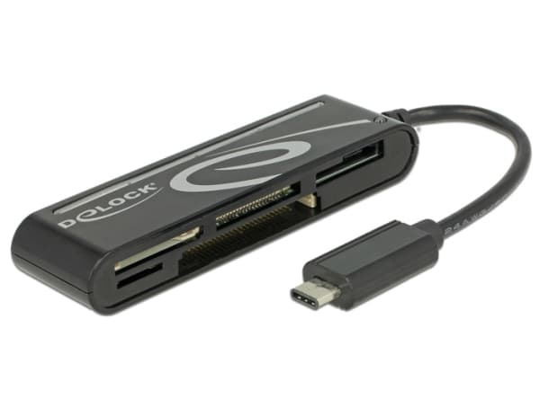 Delock USB 2.0 kortinlukija USB Type-C uros 5 korttipaikkaa - Kortinlukija - all-in-1 (Multi-Format) - USB-C