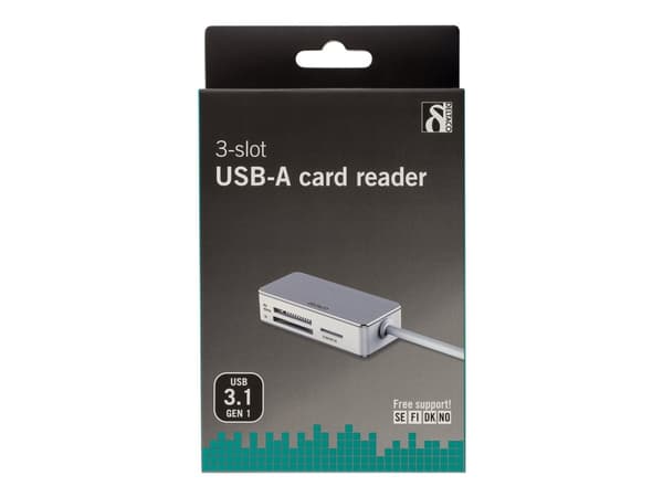 DELTACO UCR-147 - Kortinlukija (MS PRO, MS PRO Duo, TransFlash, SDHC, microSDHC) - USB 3.0