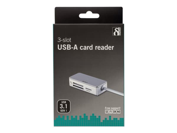 DELTACO UCR-147 - Kortinlukija (MS PRO, MS PRO Duo, TransFlash, SDHC, microSDHC) - USB 3.0
