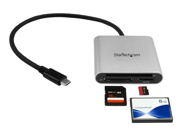 StarTech.com FCREADU3C kortinlukija USB 3.2 Gen 1 (3.1 Gen 1) Type-C Musta, Hopea