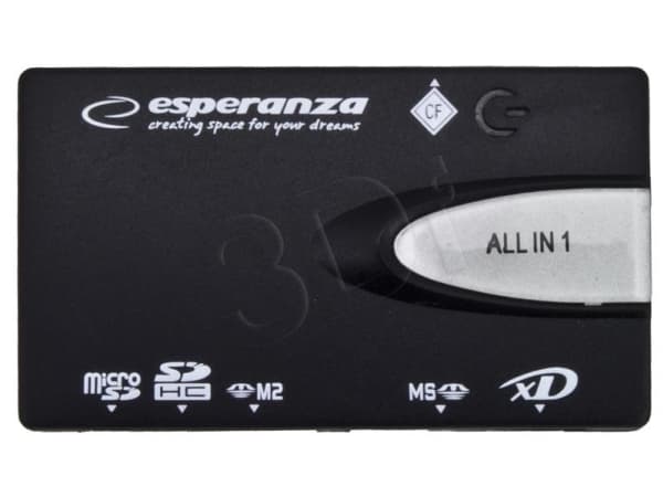 Esperanza EA129 - Kortinlukija - all-in-1 (MS, Microdrive, MMC, SD, MS Duo, xD, MS PRO Duo, CF, RS-MMC, SDHC, SDXC) - USB 2.0