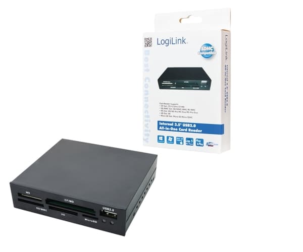 LogiLink Cardreader 3.5" USB 2.0 All-in-1+USB - Kortläsare - allt-i-ett (CF 1, CF II, MS, MS PRO, MMC, SD, MS Duo, xD, MS PRO Duo, RS-MMC, microSD, S