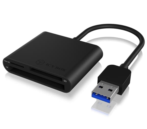 ICY BOX IB-CR301-U3 - Kortinlukija (CF 1, SD, CF, microSD, SDHC, SDXC, SDHC UHS-I, SDXC UHS-I) - USB 3.0