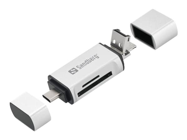 Sandberg - Kortläsare (SD, microSD) - micro USB / USB / USB-C