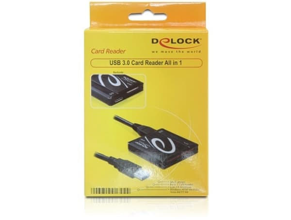 Delock USB 3.0 Card Reader All in 1 - Kortläsare - allt-i-1 (Multiformat) - USB 3.0