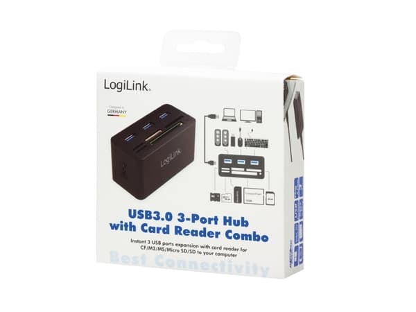 LogiLink CR0042, USB 3.2 Gen 1 (3.1 Gen 1) Type-A, CF, MS Duo, MS Micro (M2), MicroSD (TransFlash), USB 2.0, USB 3.2 Gen 1 (3.1 Gen 1) Type-A, 85 mm,
