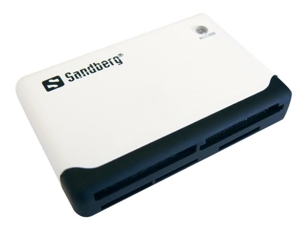 Sandberg Multi Card Reader, CF, MMC, Muistitikku (MS), MicroSD (TransFlash), SD, SDHC, SDXC, xD, Musta, Valkoinen, 480 Mbit/s, RoHS compliance, USB,