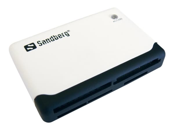 Sandberg Multi Card Reader, CF, MMC, Muistitikku (MS), MicroSD (TransFlash), SD, SDHC, SDXC, xD, Musta, Valkoinen, 480 Mbit/s, RoHS compliance, USB,