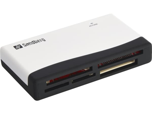 Sandberg Multi Card Reader, CF, MMC, Muistitikku (MS), MicroSD (TransFlash), SD, SDHC, SDXC, xD, Musta, Valkoinen, 480 Mbit/s, RoHS compliance, USB,