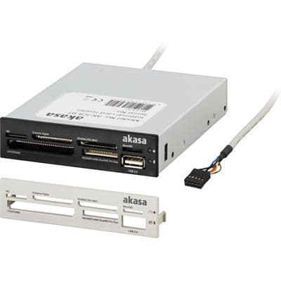 Akasa Sisäinen kortinlukija - Kortinlukija - 3,5" (CF 1, CF II, MS PRO, Microdrive, MMC, SD, MS Duo, xD, TransFlash, MMCmobile, microSD, SDHC, MS Mic
