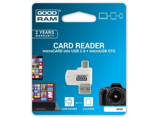 Goodram AO20-MW01R11 kortinlukija USB 2.0/Micro-USB Valkoinen