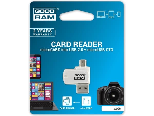 Goodram AO20-MW01R11 kortinlukija USB 2.0/Micro-USB Valkoinen
