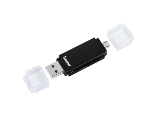 Hama Basic SD/microSD 2W1 USB/microUSB 2.0 kortinlukija musta OTG
