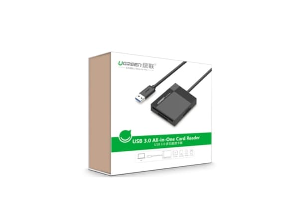 Ugreen 30231, Kompakt flash (CF), MMC, SD, SDHC, Sort, 5000 Mbit/s, USB 3.2 Gen 1 (3.1 Gen 1), 68 mm, 55 mm