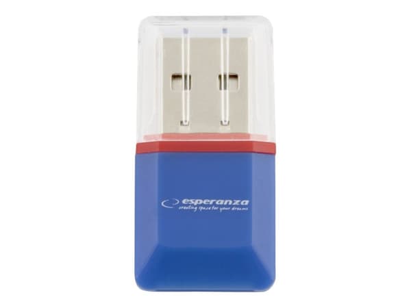 Esperanza EA134B, MicroSD (TransFlash), MicroSDHC, Sininen, Hopea, Läpinäkyvä, USB 2.0