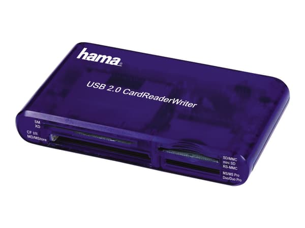 Hama USB 2.0 30 in 1 CardReaderWriter - Kortläsare - 35 i 1 (CF I, CF II, MS, MS PRO, Microdrive, MMC, SD, SM, MS Duo, xD, MS PRO Duo, RS-MMC) - USB