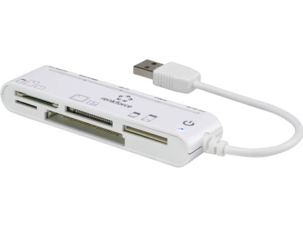 Renkforce CR45e, CF, CF Typ II, MMC, MMC Mobile, MMC+, MS Duo, MS PRO, MS PRO Duo, Memory Stick (MS), MicroSD..., Vit, USB, 101 mm, 27 mm, 15 mm