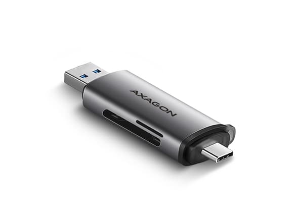Axagon CRE-SAC - MMC - MMC Mobile - MMCmicro - MS Duo - MicroSD (TransFlash) - MicroSDHC - MicroSDXC - MiniSD - RS-MMC - SD,... - Grau - Metall - MS