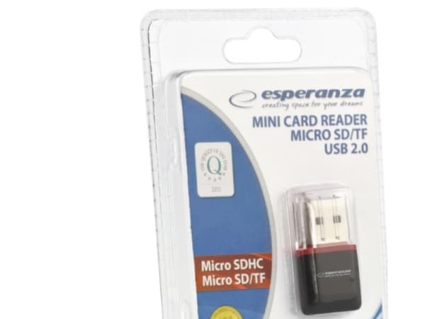 Esperanza EA134K, MicroSD (TransFlash), MicroSDHC, Musta, Hopea, Läpinäkyvä, USB 2.0