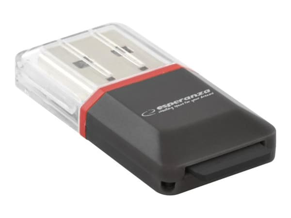 Esperanza EA134K, MicroSD (TransFlash), MicroSDHC, Musta, Hopea, Läpinäkyvä, USB 2.0