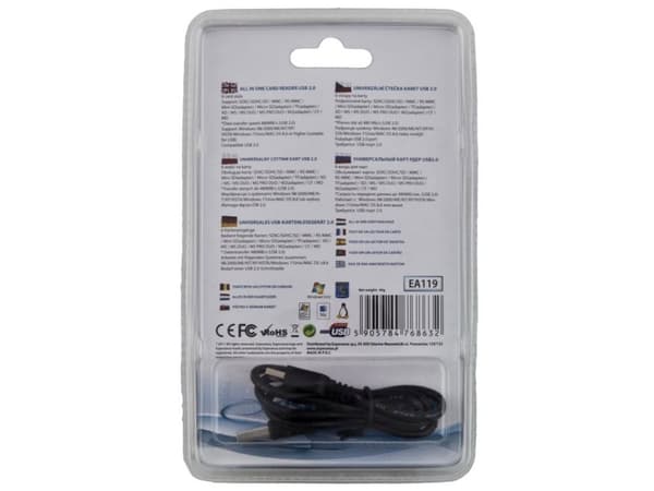 Esperanza EA119 - Kortleser - alt-i-1 (MS, miniSD, MS Duo, SDHC, microSD, MMCplus, SDXC, MMCmobile, xD, MS Micro, CF) - USB 2.0