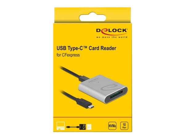 DeLOCK 91751, CFexpress, Hopea, 10000 Mbit/s, Alumiini, - Windows 7 32-bit / 7 64-bit / 8.1 32-bit / 8.1 64-bit / 10 32-bit / 10 64-bit - Linux Kerne