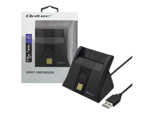 Qoltec 50643 - SMART-kortinlukija - USB 2.0 - musta