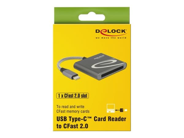 DeLOCK 91745, CFast,CFast 2.0, Musta, Hopea, 5000 Mbit/s, Alumiini, Linux Kernel 2.6 or above Mac OS 10.9 or above Windows 7/7-64/8.1/8.1-64/10/10-64
