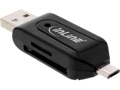 InLine 66779, MicroSD (TransFlash), MicroSDXC, SD, SDXC, Musta, 104 Mbit/s, 128 GB, USB/Micro-USB
