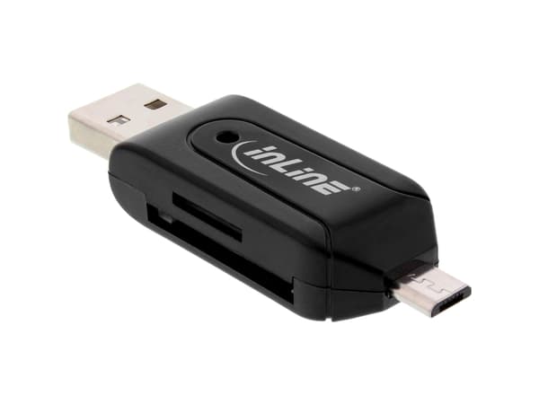 InLine 66779, MicroSD (TransFlash), MicroSDXC, SD, SDXC, Musta, 104 Mbit/s, 128 GB, USB/Micro-USB