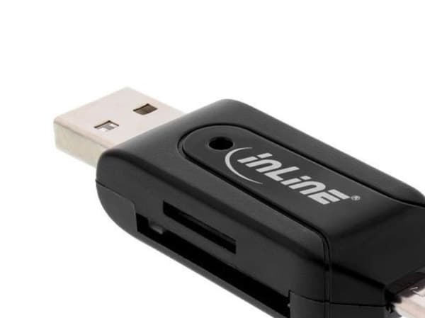 InLine 66779, MicroSD (TransFlash), MicroSDXC, SD, SDXC, Musta, 104 Mbit/s, 128 GB, USB/Micro-USB