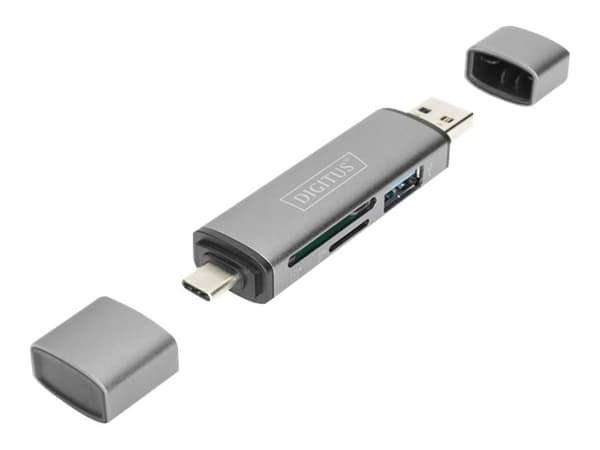 DIGITUS DA-70886 - Kortinlukija (SD, microSD) - USB 3.0/USB-C