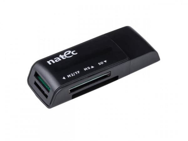 NATEC ANT 3 Mini, Memory Stick (MS), MicroSD (TransFlash), MiniSD, MMC, MS Micro (M2), MS PRO, MS PRO Duo,..., Svart, 480 Mbps, USB 2.0