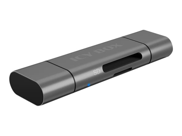 ICY BOX IB-CR201-C3 - Kortläsare (SD, microSD, SDHC, microSDHC, SDXC, microSDXC, SDHC UHS-I, microSDHC UHS-I) - micro USB / USB / USB-C 3.2 Gen 1