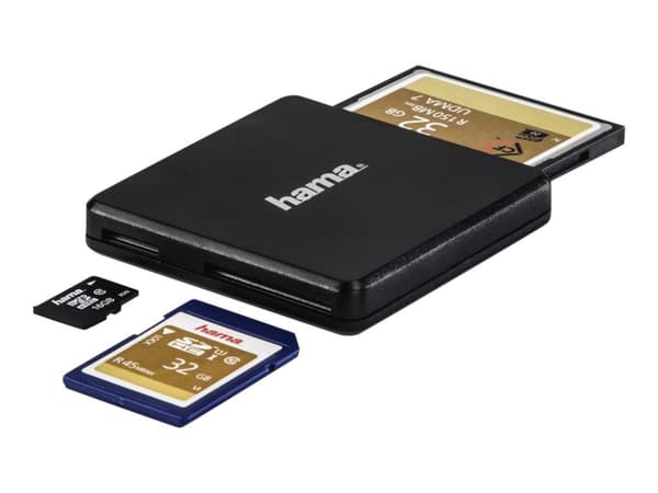 Hama USB 3.0 Multi-Card Reader - Kortinlukija (CF 1, SD, microSD, MMCplus, SDHC, microSDHC, SDXC, microSDXC) - USB 3.0 - USB 3.0